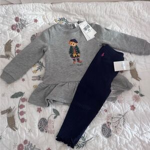 Ralph Lauren Gray Dress and Navy Leggings Set